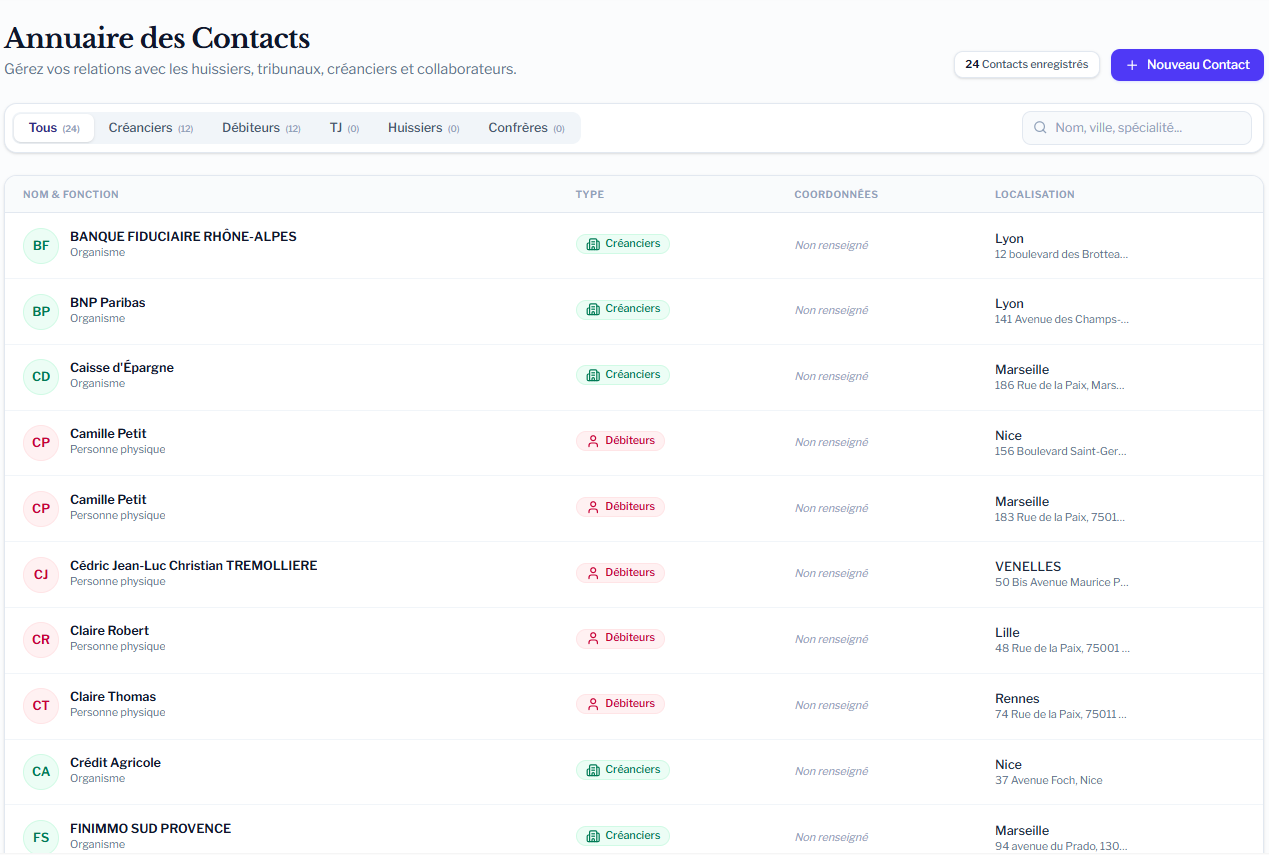 Annuaire des contacts de Kandelio